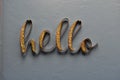 Glittery Hello Sign on Gray Wall