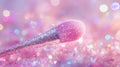Sparkling Pink Makeup Brush with Bokeh Lights, Aesthetic Beauty Tool Royalty Free Stock Photo