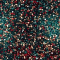 Glittery or paint splatter background in Christmas colors of red, gold, green and black. Seamless background Royalty Free Stock Photo