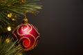 Glittery red and gold christmas tree ornament Royalty Free Stock Photo