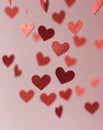 Glittery Red Hearts on a Soft Pink Background Capturing Love and Affection Royalty Free Stock Photo