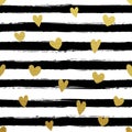 Gllitter gold striped wallpaper. Paint brush strokes background.