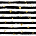 Gllitter gold striped wallpaper. Paint brush strokes background.