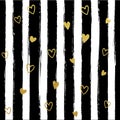 Gllitter gold striped wallpaper. Paint brush strokes background.