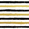 Gllitter gold striped wallpaper. Paint brush strokes background.