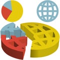 Global 3D Financial Pie Chart of Globalization Dat Royalty Free Stock Photo