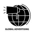 global advertising icon, black vector sign with editable strokes, concept illustration Royalty Free Stock Photo