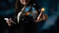 Global AI and data processing system with digital earth interface Latch Royalty Free Stock Photo
