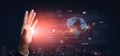 Global AI and data processing system with digital earth interface Vouch Royalty Free Stock Photo
