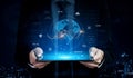 Global AI and data processing system with digital earth interface Vouch Royalty Free Stock Photo