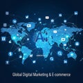 Global AI Network for Digital Marketing & E-commerce Royalty Free Stock Photo