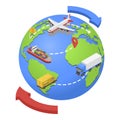 Global air,water, road shipping icon, isometric style