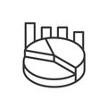 Global analysis, icon in line design. Global, analysis, world, data, insights, research, map on white background vector