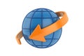 Global Arrow and Globe Icon: Symbolizing Connectivity and Direction Royalty Free Stock Photo