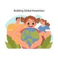 Global awareness concept. Flat vector illustration