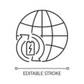 Global battery recycling linear icon Royalty Free Stock Photo
