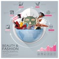 Global Beauty And Fashion Infographic With Round Circle Vegetable Vitamin Diagram