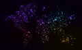 Global big data analysis visualized as glowing dotted world map. Royalty Free Stock Photo