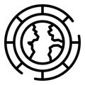 Global big data icon, outline style Royalty Free Stock Photo