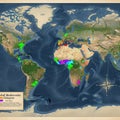 Global biodiversity hotspots map visualization Royalty Free Stock Photo