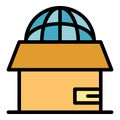 Global box relocation icon color outline vector
