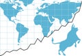 Global bull market chart stocks world growth graph Royalty Free Stock Photo