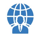 Global Business blue icon, international businessman