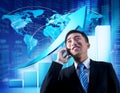 Global Business Communications with Infographic Royalty Free Stock Photo