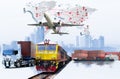 Transportation, import-export, truck and send a goods Royalty Free Stock Photo