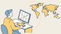 Global Business Connectivity: Person working at computer with world map interface, vector design Generative AI Royalty Free Stock Photo