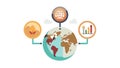 Global Business Digital Marketing, World Data and Mobile Connectivity, vector design Generative AI Royalty Free Stock Photo
