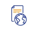 Global business documents line icon. Translation service sign. Vector