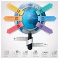 Global Business And Financial Infographic With Magnifying Glass