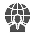 Global Business gray icon, international businessman
