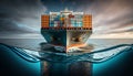 Global business import export commerce trade logistic and transportation worldwide by container cargo ship. Generative AI Royalty Free Stock Photo