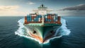 Global business import export commerce trade logistic and transportation worldwide by container cargo ship. Generative AI Royalty Free Stock Photo