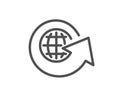 Global business line icon. Share arrow sign.