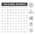 Global business line icons, signs, vector set, outline illustration concept Royalty Free Stock Photo