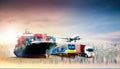 Global business logistics import export background and container cargo freight ship Royalty Free Stock Photo