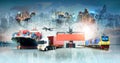 Global business logistics import export background and container cargo freight ship Royalty Free Stock Photo