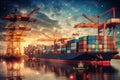 Global business logistics import export background and container cargo freight ship transport concept AI generated