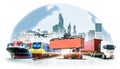 Global business logistics import export on white background Royalty Free Stock Photo