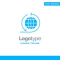 Global Business, Business Network, Global Blue Solid Logo Template. Place for Tagline Royalty Free Stock Photo