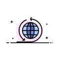 Global Business, Business Network, Global  Business Flat Line Filled Icon Vector Banner Template Royalty Free Stock Photo