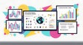 Global business strategy infographic with charts, globe, and data visualization elements Royalty Free Stock Photo