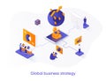 Global business strategy isometric web banner. Royalty Free Stock Photo