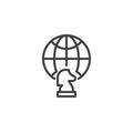 Global business strategy line icon