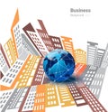 Global business on town background, internet concept