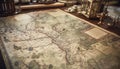 Global business travel plans sketch ancient world map on table generated by AI Royalty Free Stock Photo