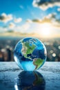 global business and urban sophistication wallpaper featuring a glass world globe Royalty Free Stock Photo